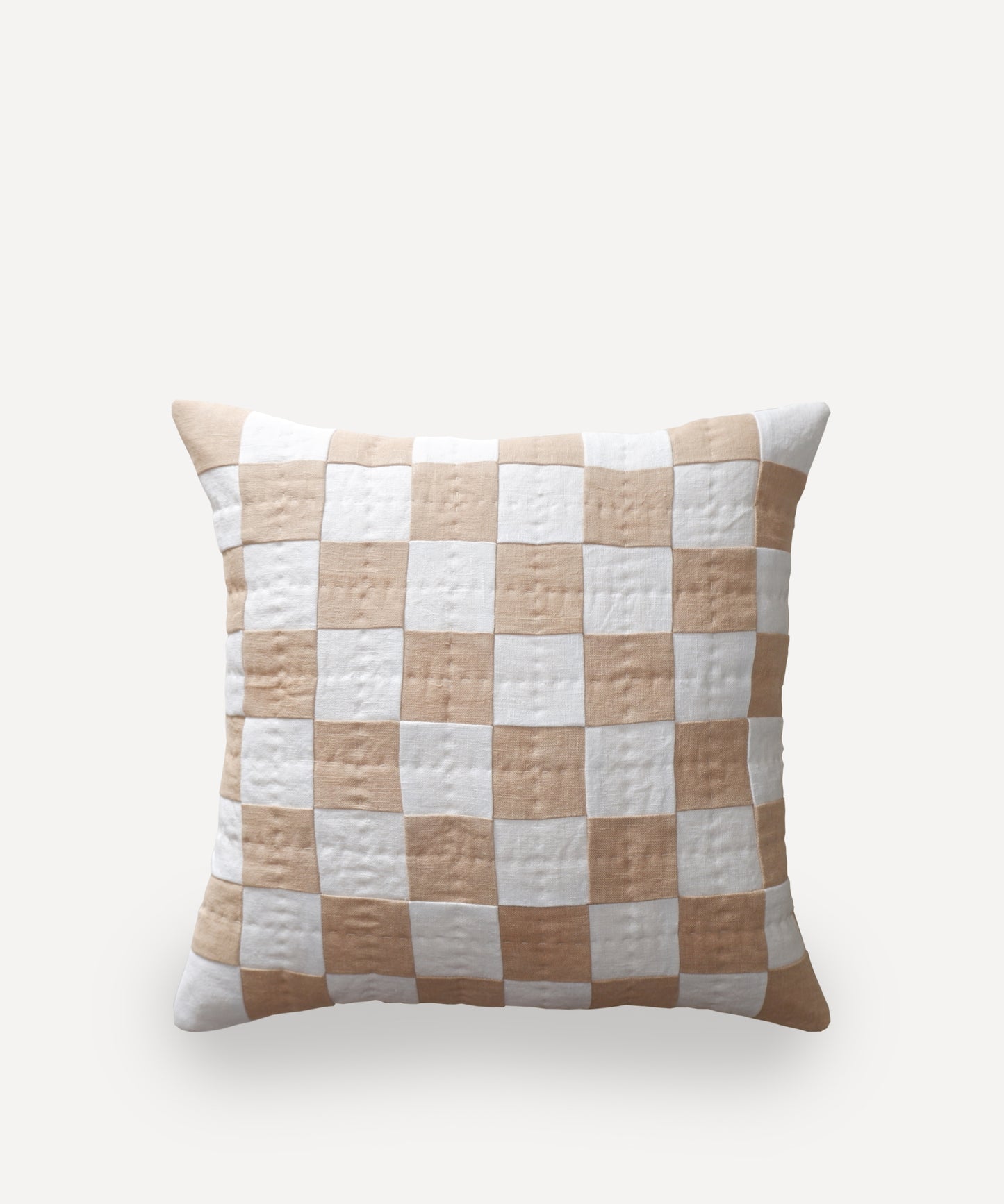 CHEQUERED CUSHION IN CREAM