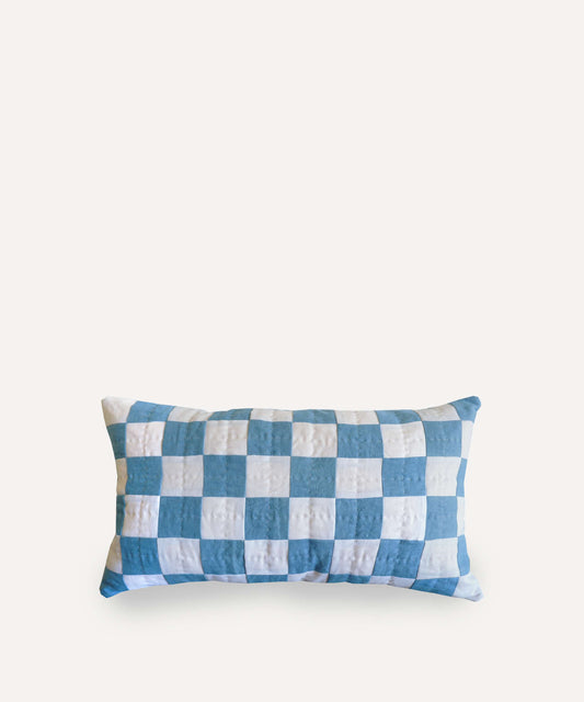 CHEQUERED CUSHION IN BLUE