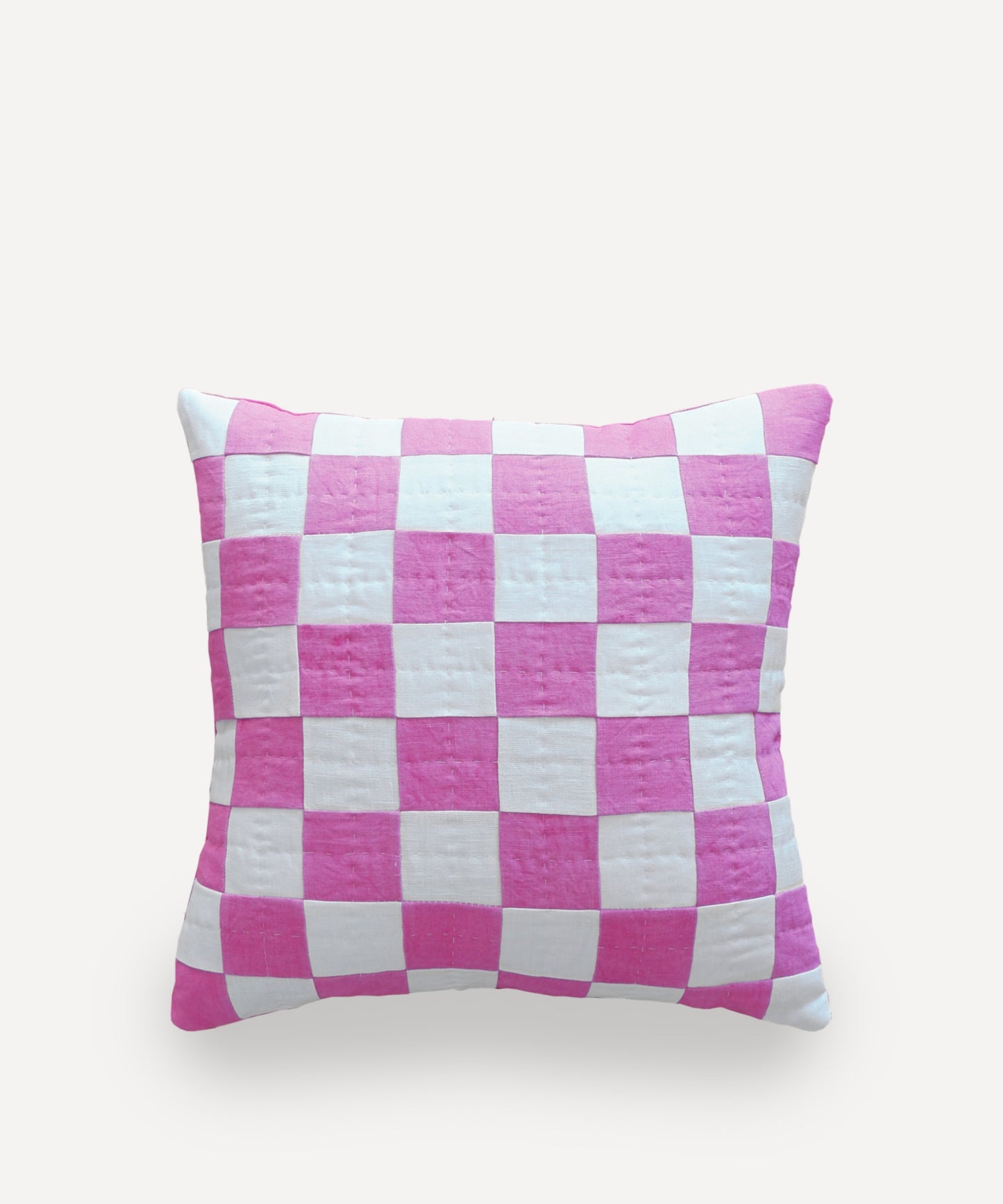 CHEQUERED CUSHION IN PINK
