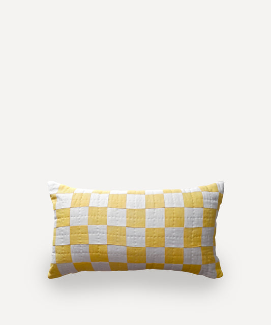 CHEQUERED CUSHION IN YELLOW